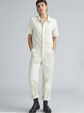 Everlane Super Soft Jean Coverall Seeded Ecru Women’s Size 2 Cotton & Tencel